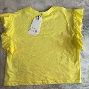 Zara Bright Sunshine Yellow Ruffle Sleeveless Top Size S NWTs